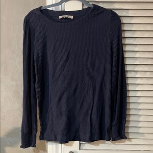 LOFT Textured Navy Long Sleeve Shirt